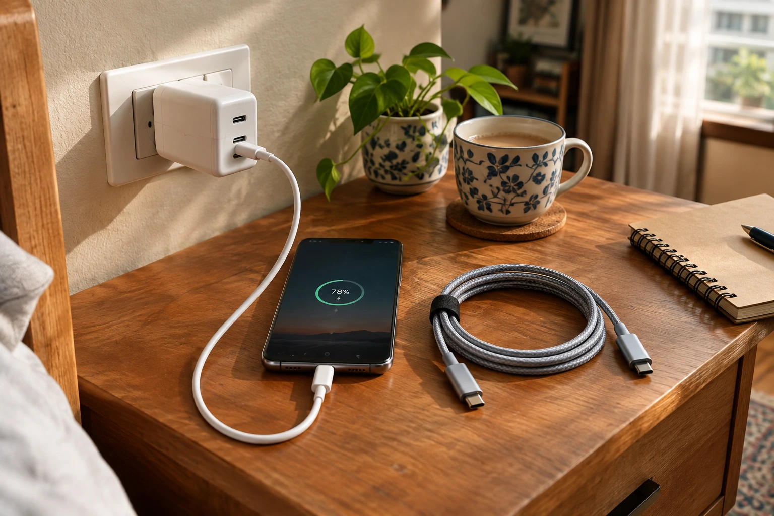 USB-C charger and cable charging test